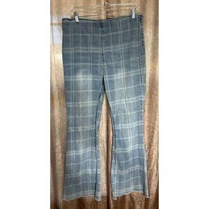 Vintage Y2K No Boundaries Womens XL Plaid Blue Bell Bottom Jeans Festival Retro